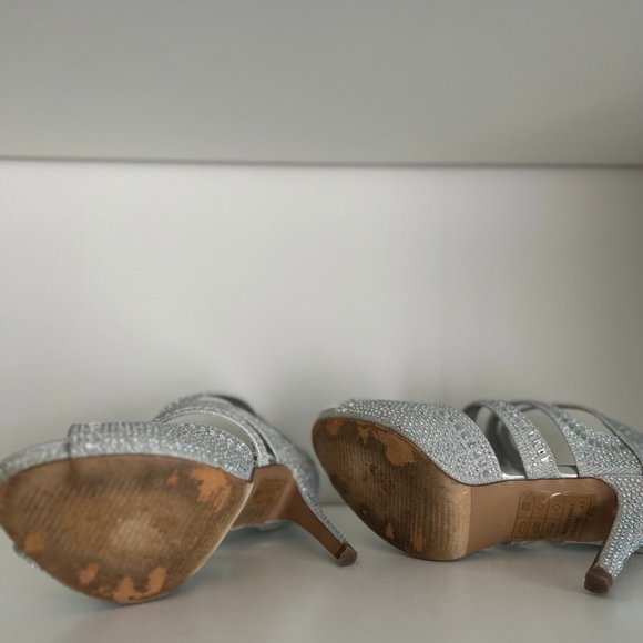 Sparkling Strappy Silver Heels - Picture 13 of 16